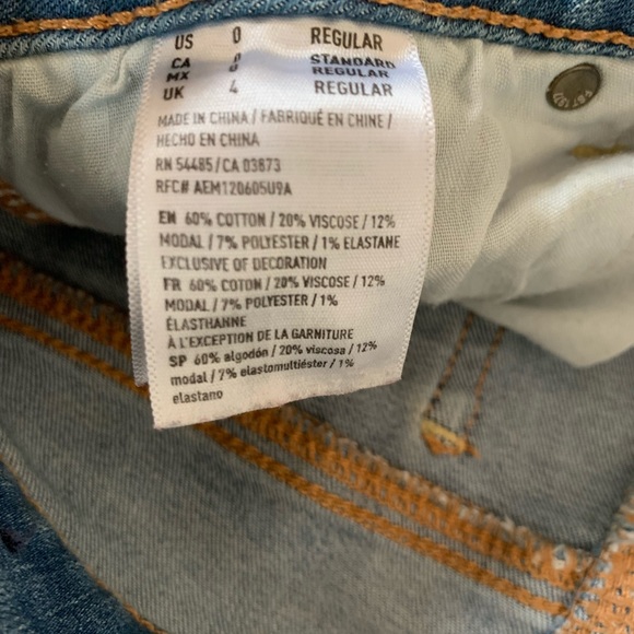 American Eagle Jeans Womens Size 0 Short Blue Super Stretch Jegging AEO Denim - Picture 4 of 8